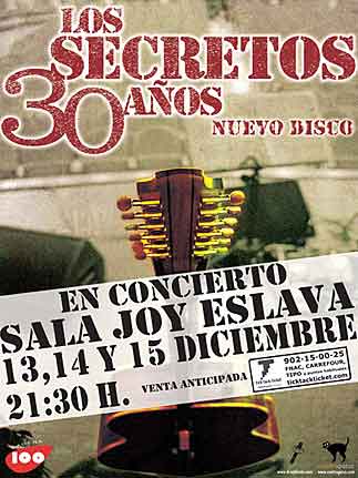 Los Secretos 30 Años - Nuevo disco  Cartel concierto 30 años